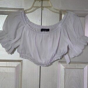 SOLD - NWT White Akira Bell Sleeve Off Shoulder Crop Top  Size S